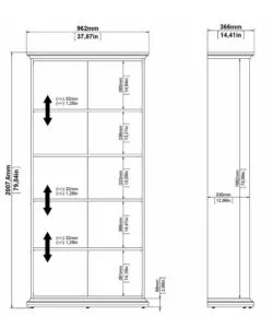 Libreria 'paris' bianca con 4 ripiani, 96x36x200 cm